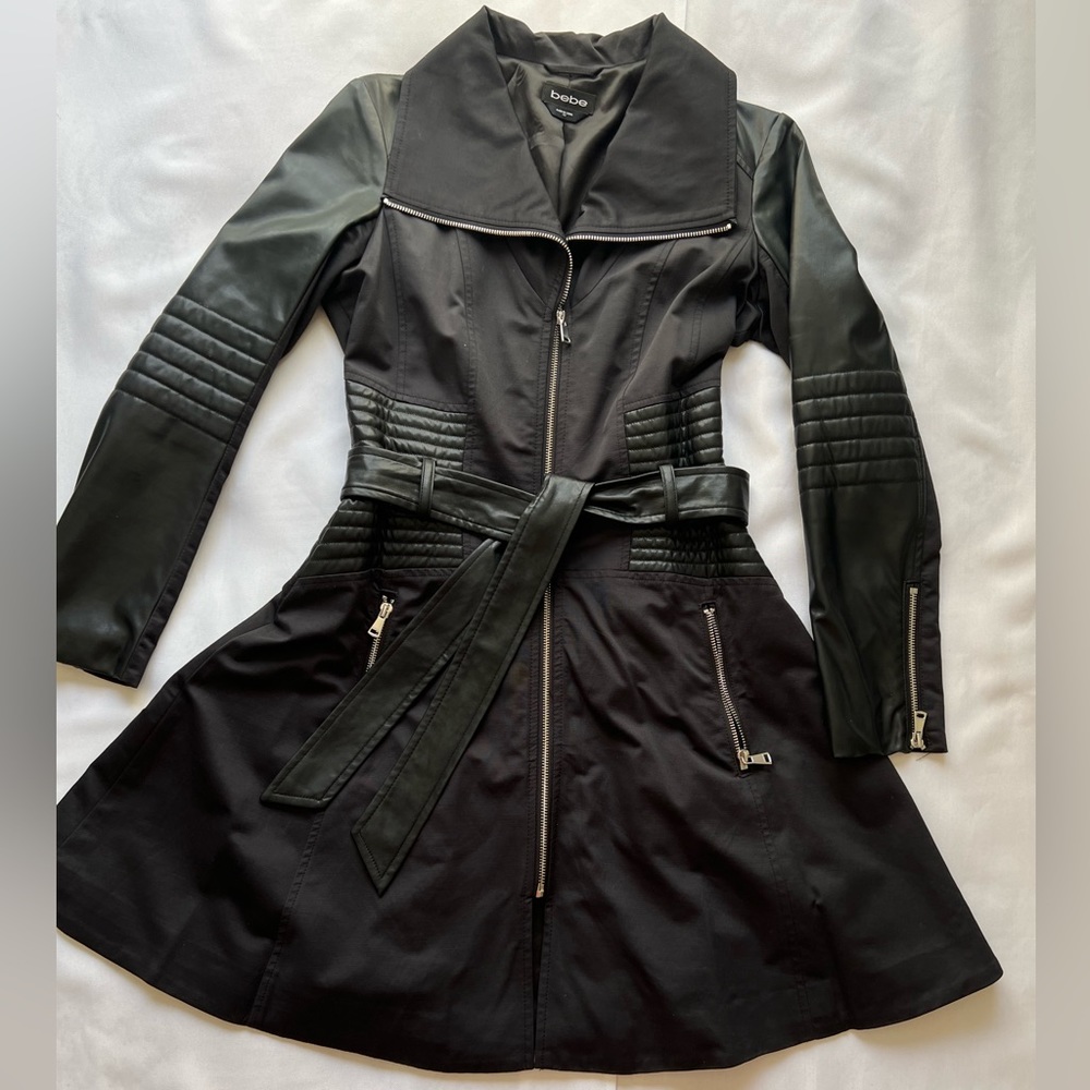 bebe Black Jacket with Leather Accents